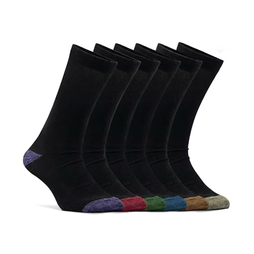 Image of AMELLE® 6 Pairs Formal Socks Black Assorted Men's Dress Socks Soft Crew Socks Breathable Classic Dress Sock with Reinforcement Heel & Toe 9-12 UK (Black Assorted)