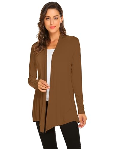 Image of Newchoice Womens Casual Lightweight Long Sleeve Cardigan Soft Drape Open Front Fall Dusters (S-3XL)
