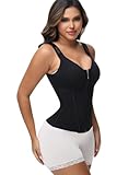 Piegricdiat Adori Waist Trainer Corset - Women Corset Shapewear with Zipper Steel Boned Body Shaper Vest adjustable shoulder strap (US, Alpha, Small, Regular, Regular, Black)