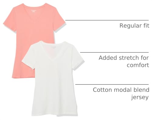 Image of Amazon Essentials Women's Regular-Fit Short-Sleeve V-Neck T-Shirt, Multipacks