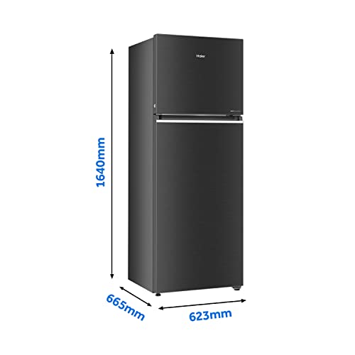 Image of Haier 345 L 3 Star Triple Inverter Frost Free Double Door Refrigerator Appliance Convertible (HEF-35TKS, Black Brushline)
