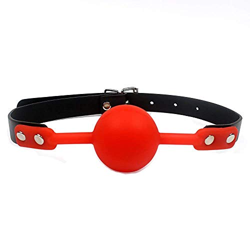 Tabuy PU Leather Paly Buckle Belt Silicon Mouth Ball Open Breathable Mouth Gag For Men Woman (Red)
