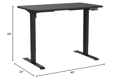 Image of FLEXISPOT EN2 Whole-Piece Standing Desk with Clamp Power Strip, 40 x 24'' Electric Stand Up Height Adjustable Desk with Cable Management (Black Frame + 40 inch Black Top)