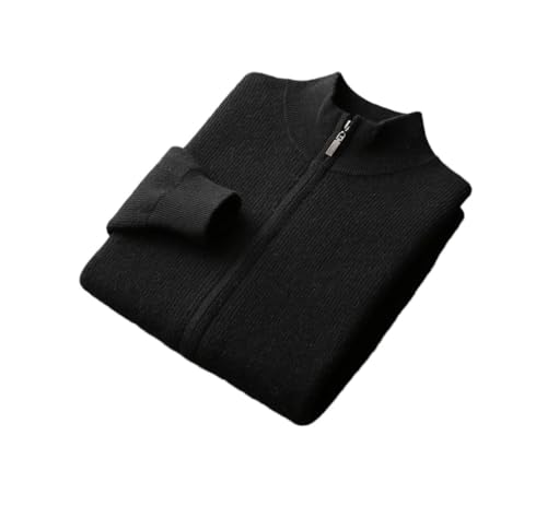 Men's 100 Percent Cashmere Top High Collar Zipper Cardigan Loose Warm Sweater Loose Casual Zipper Cardigan