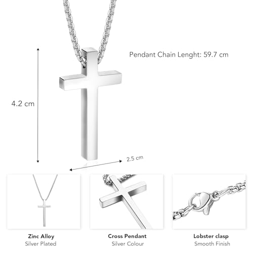 Image of Peora Fancy Cross Pendant with Box Chain Fashion Jewellery Gift for Men & Women