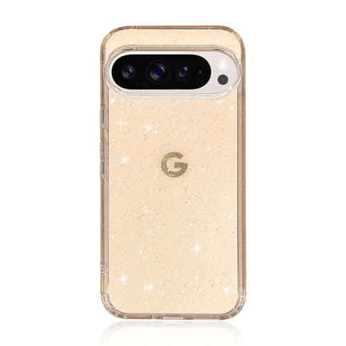 Coque Pixel 10 Pro XL transparente pailletée or anti-jaunissement élégante