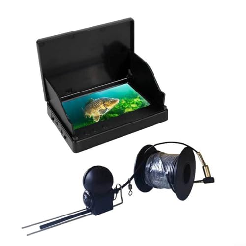 Alanmoship Cámara de búsqueda de peces subacuática IPS HD de 4.3 pulgadas, gran angular de 220°, 12-25 V, 6000 mAh, batería de 30 m, cable para visión nocturna LED para río, mar, barco, pesca en hielo