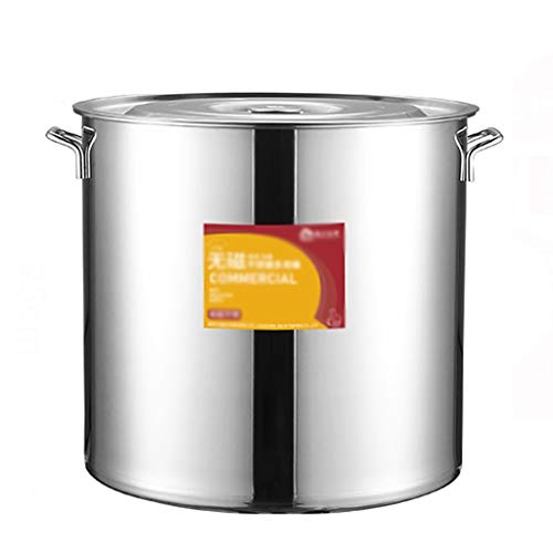 GXXINGIN Olla Grande de Acero Inoxidable 304 con Tapa, Gruesa, para Uso Comercial en hostelería, para Cocina de Gas o de inducción (6-90 L). Tamaño: 50 L.