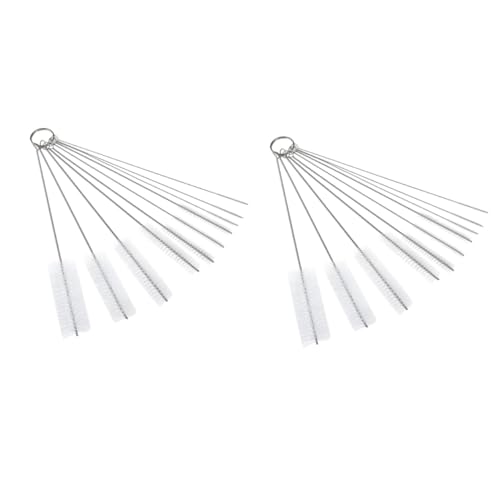 COLLBATH 2sets Drinking Straw Cleaning Brush White Hair Bottle Tube Keyboards Jewelry Pipe Brush 10pcs*2