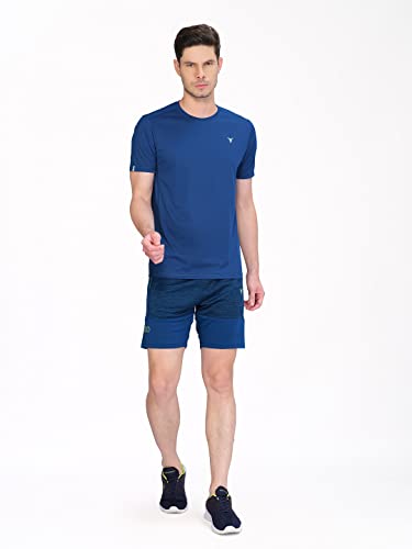 Image of TECHNOSPORT Men's Slim Fit Polyester Activewear Sports T-Shirt with Moisture-Wicking Comfort for Workout, Running & Gym