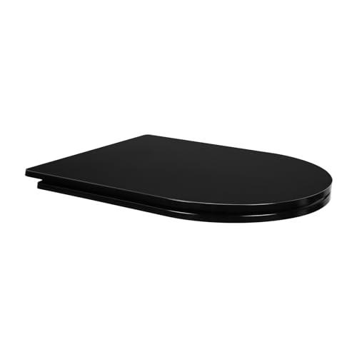 Fanmitrk Duroplast Toilet Seat-Soft Close U Shape Toilet Seat Black,Easy to Clean,Quick Release (UF18-03B)