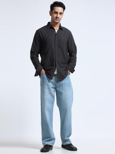 Image of StitchX Men's Seersucker Band Collar Pure Cotton Striped Kurta Shirt-S-2XL