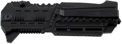 Miniatura 3 de Cuchillo militar táctico con licencia oficial de USMC Marines, color negro.