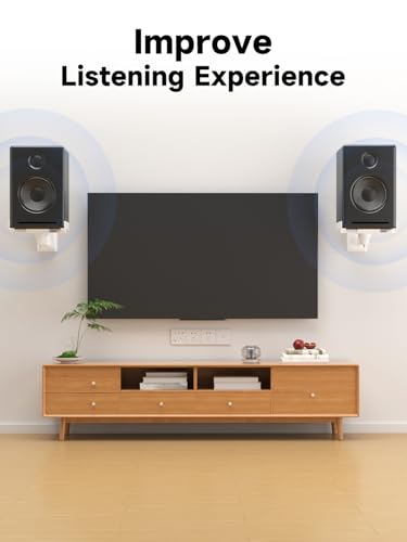 Image of suptek Large Dual Side Clamping Bookshelf Speaker Wall Mounting Bracket for Large Surrounding Sound Speakers, Hold up to 55lbs White SPM201LW