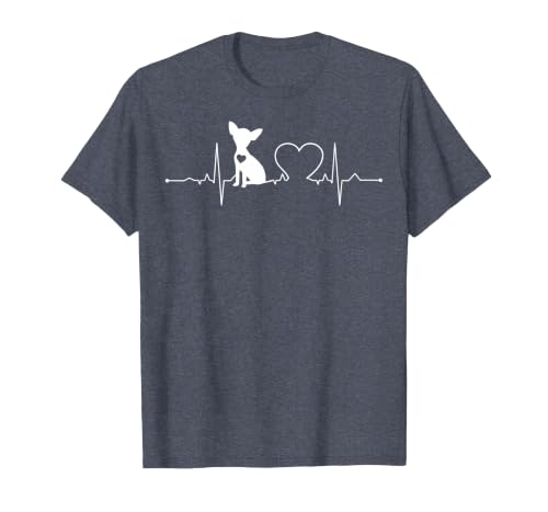 Chihuahua with Heartbeat - Chihuahua T-Shirt, Men, Heather Blue, Small