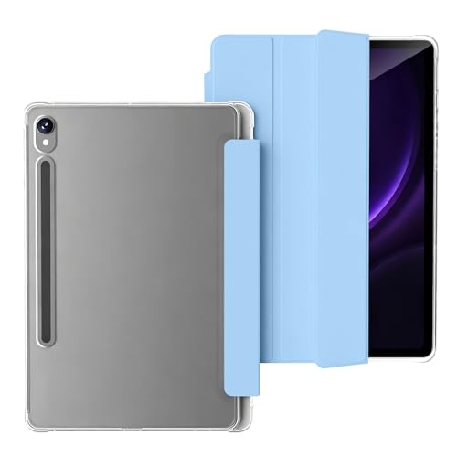 Funda con teclado para Samsung Galaxy Tab S9 27.9 cm 2023/S9 FE 27.7 cm/S10 FE 27.7 cm/S10 Lite 2025, funda protectora de triple soporte y carcasa trasera translúcida, encendido y apagado automático