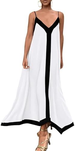 PRETTYGARDEN Womens Maxi Dress 2026 Summer Sundress V Neck Spaghetti Strap Flowy Elegant Party Dresses Beach Vacation Clothes