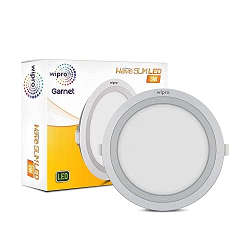 Image of wipro Garnet 3W Round Led Wave Panel Light for Ceiling|Cool White Light (6000K)|Ultra-Slim Design|Recessed Down Light for False Ceiling|Pop Ceiling Light|Cutout - 75Mm|Pack of 6