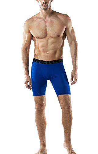 ATHLIO Men\'s Athletic Cool Dry Compression Shorts, Sports Performance Active Running Tights, 3pack(bsp06) - Black/Charcoal/Blue, X-Large