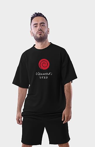 Image of Be Crazy Oversized Loose Baggy Fit Drop Shoulder Half Sleeves Pure Cotton Anime Graphic Printed T-Shirt for Men