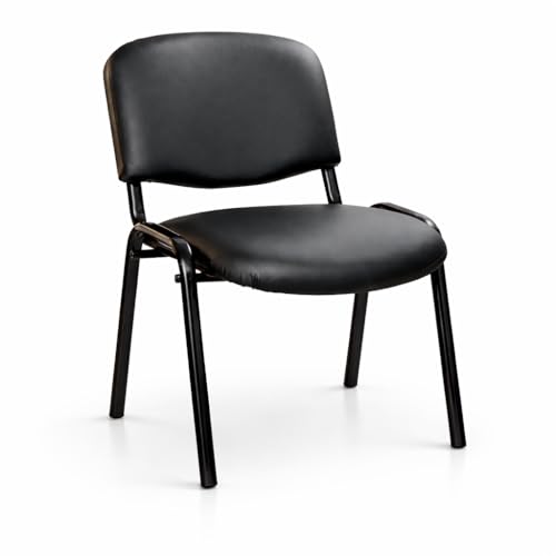 Riva Office Silla De Oficina Visitante Madrid 4 Patas Piel Sintética Negra – Apilable