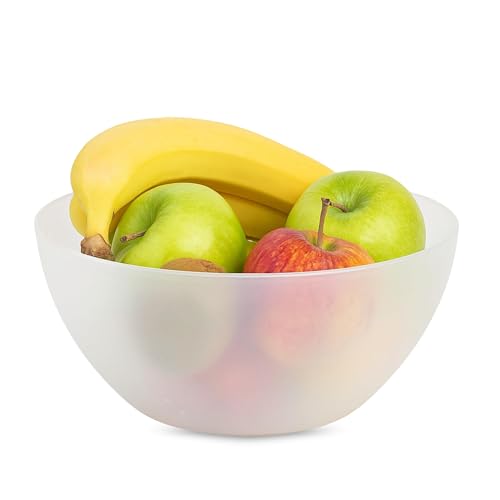 CHEFZOCO Cuenco de plástico para comida, Bol de cocina, Ensaladera de plástico, Libre de BPA, Apto para lavavajilla, Capacidad 3 Litros, Diámetro 23 cm, Altura 10.5 cm, Transparente.