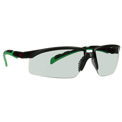 3M Safety Glasses Solus 2000 Series Anti-Scratch IR Shade 1.7 Gray Lens Black/Green Temples Pack of 1