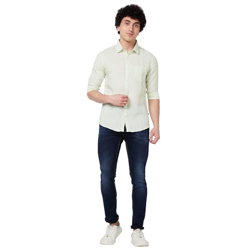 Image of Spykar Men's Regular Fit N /A Full Sleeve Solid Casual Shirts