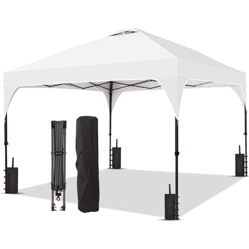 Oneofics 8x8 FT Canopy Tent, 1-Button Push Pop Up Canopy with 4 Sandbags and Carrying Bag, Instant Outdoor Gazebo Shelter