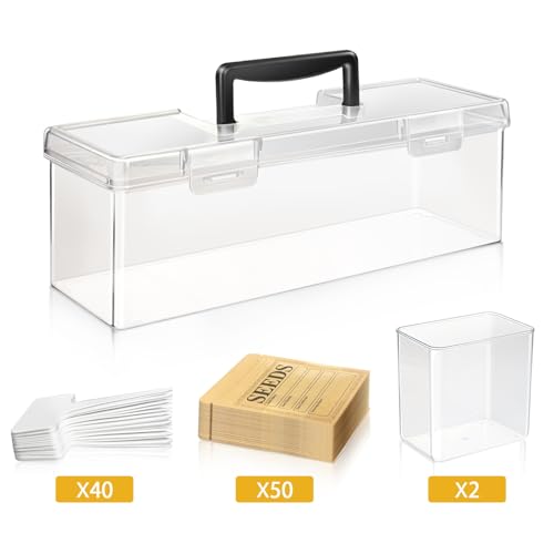 Kit organizador de sementes com 50 envelopes de sementes e 40 etiquetas de plantas, caixa organizado