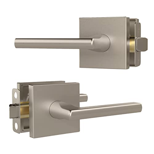 Image of Mega Handles Prime Passage Lever Door Handle for Closet or French Doors, Single Side Door Levers, Fits All Standard Door Sizes, Covered Screws Included - Satin Nickel (1 Pack) 5 inch