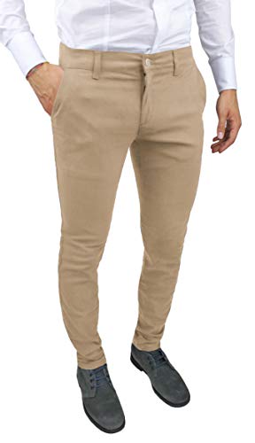 Pantalon homme chic ajusté décontracté hiver beige taille 52 confortable