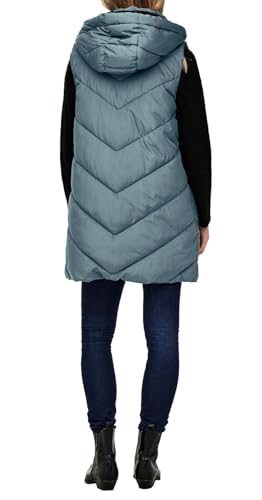 JDY Damen 3/4-lange Steppweste mit Kapuze JDYSkylar Padded Hood Waistcoat 15220630 Stormy Weather/Black M
