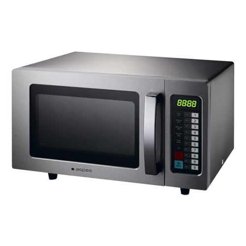 Aspes Microondas Básico 25 Litros Libre Instalación, Inox AMWH2510001MD. 1000W, 4 Programas, Control Electrónico, Modo Descongelación, Cavidad Acero Inoxidable, Fácil Limpieza, Temporizador 60min
