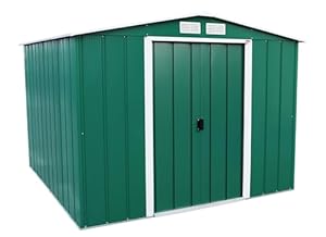 Duramax ECO 8 x 8 (5.89 m²) Metallgerätehaus, feuerverzinktes Metall gerätehaus - Geräteschuppen, verstärkte Dachkonstruktion, wartungsfreier und wetterfester Metallschuppen, Grün