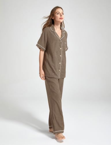 Image of Womens Muslin Pajama Set 100% Cotton Double Gauze Linen Like