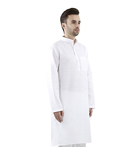 Kurta Royal ropa de algodón y lino para hombre moda casual blanca 42 3