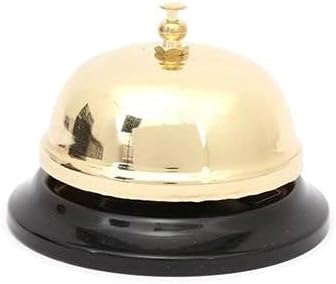 eMKay  Golden Service Desk Bell for Schools, Restaurants, Hospitals & Hotels - Stainless Steel Bar Service Bell for Reception Areas & Kitchen - Ideal for Drama & Play Games