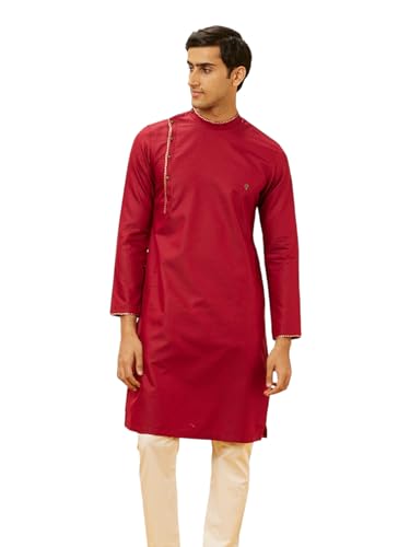 Kurta Angrakha Manyavar pyjama de luxe rouge pour homme taille L