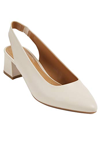 Comfortview Women s Wide Width The MEA Slingback Heeled Shoes - 9 1 2 M, Bone White