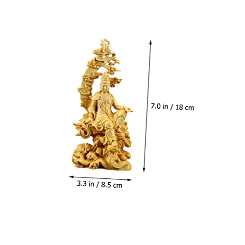 Statue de Guanyin en bois protectrice, sculpture bouddhiste de sérénité