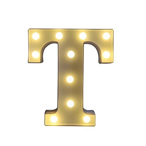 Mystery&Melody LED letra decorativa lámpara luz LED alfabeto blanco sólido letras para fiesta boda decoración luz (T)