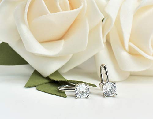 Cubic Zirconia Ear Cuffs - Sterling Silver Hypoallergenic Non-Piercing Cartilage Earrings CZ Clip on Earrings Round Crystal Stud Earrings for Women Girls 6mm4