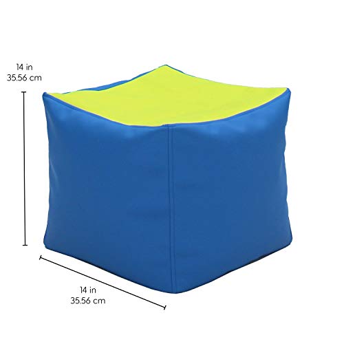 Factory Direct Partners 13043-Lmrs Softscape 14" Square Bean Bag Poufs For Kids (2-Piece Set) - Lime/Raspberry #TOP1