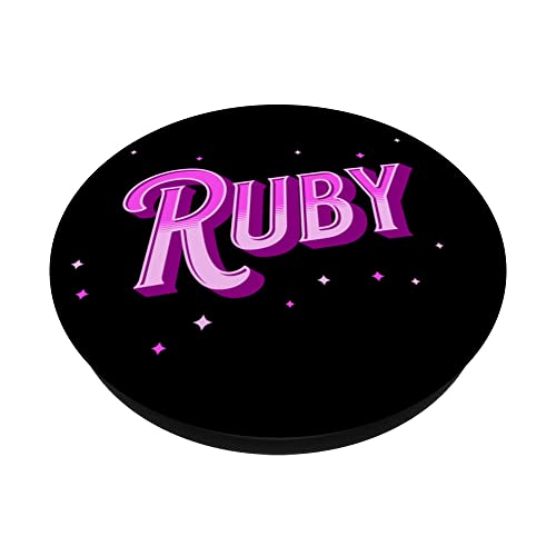 Ruby Name Personalised PopSockets Swappable PopGrip, Black - Image 2