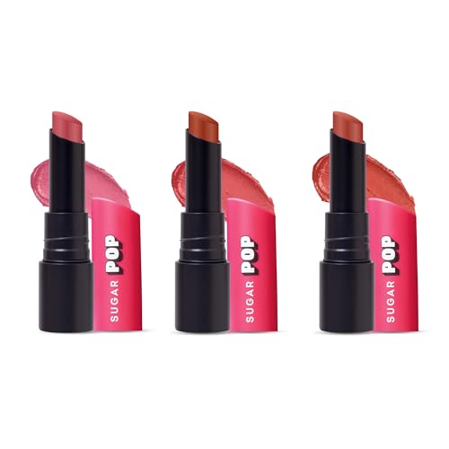 Image of SUGAR POP Ultrastay Transferproof Pack Of 3 - Nude | Shades Enriched With Vitamin E | Matte Smooth Glide | Waterproof | Longlasting