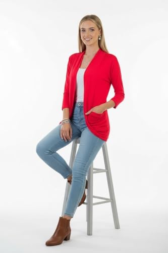 Image of ToBeInStyle Womens Open Front Long Sleeve Lightweight Asymmetrical Draped Cardigan with Side Pockets