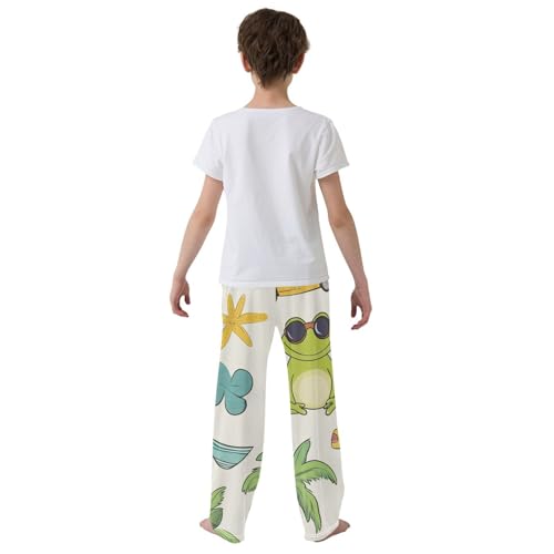 ZZXXB Tropical Frog Trees Boys Long Pants Soft Trousers Elastic Waist Kids Lounge Bottoms with Pockets S-XL3