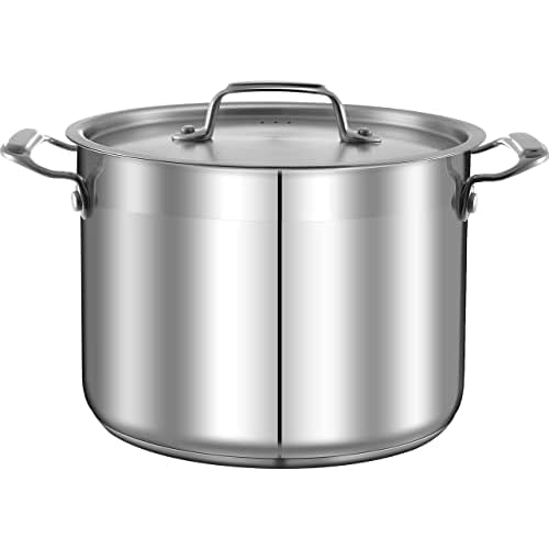 NutriChef 8 Qt Heavy-Duty Stockpot with Stainless Steel Lid – Induction Compatible Cooking Pot, Ideal for Soups and Stews
