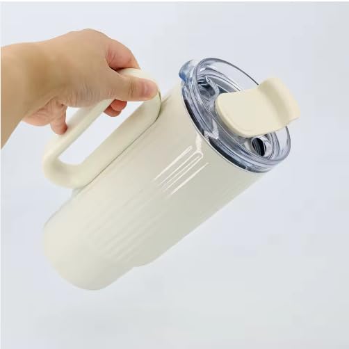 Image of HomeCloud Insulated Coffee Tumbler with Lid - Double Wall Travel Mug for Hot & Cold Drinks, Leak-Proof, Durable, Portable, Stylish Stainless Steel Design (White)